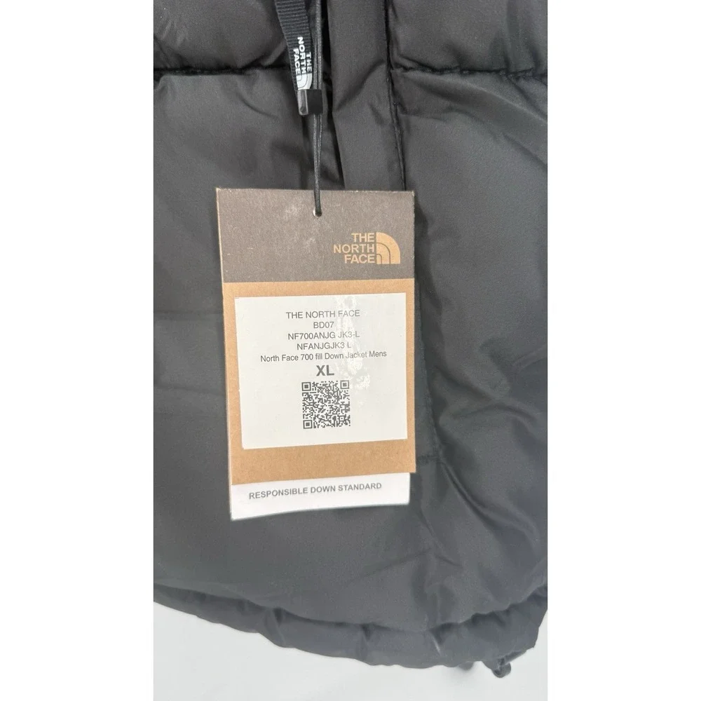 NWT The North Face Men 700 Fill Plus XL Fits L Black Hood‎ Winter Jacket READ